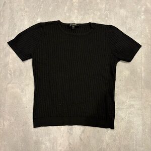 ST JOHN Wool Short Sleeve Ribbed Knit Sweater Size Medium